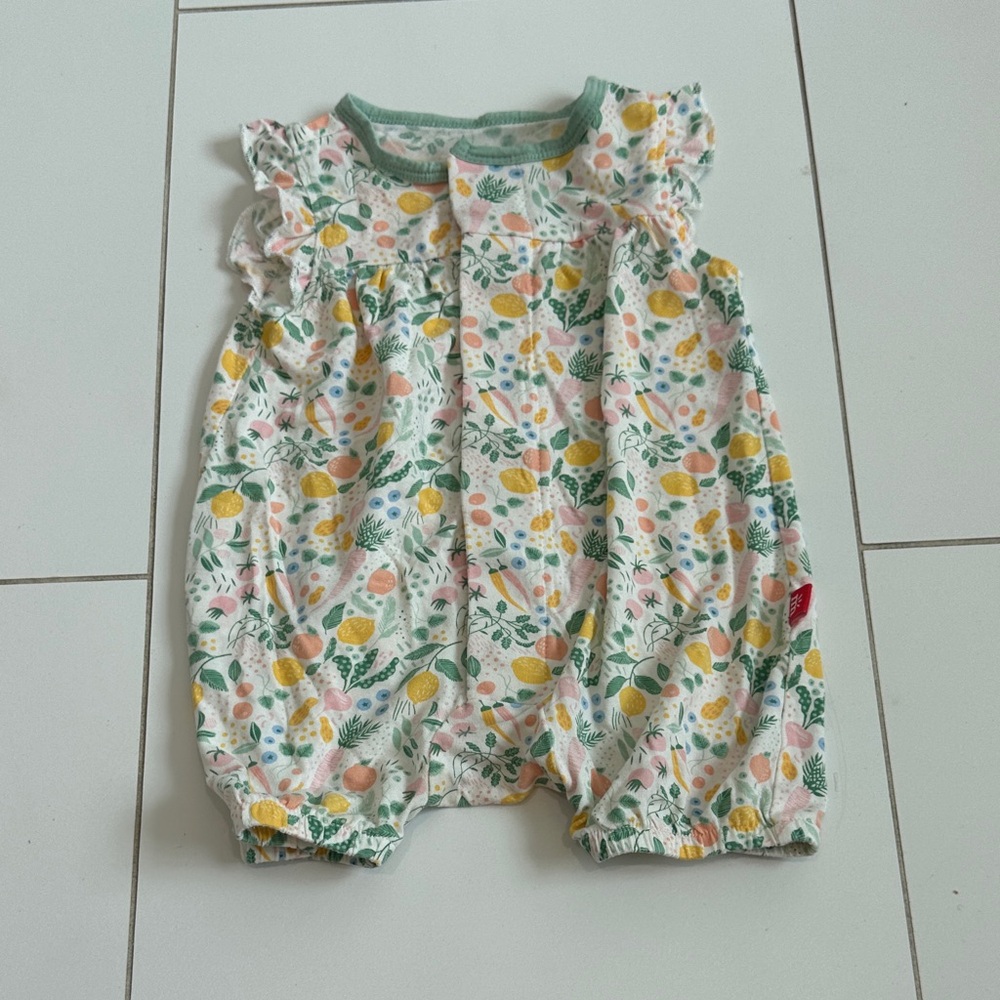 Magnetic me Garden Veggies Baby Romper with Ruffle Sleeves 0/3m